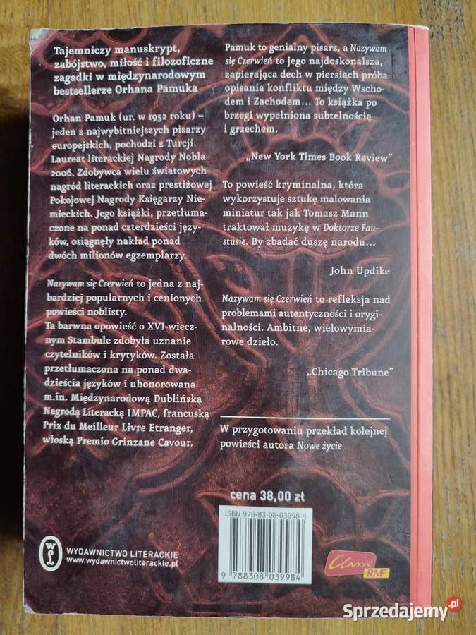 Nazywam się Czerwień Orhan Pamuk Nobel 2006 Kraków sprzedam