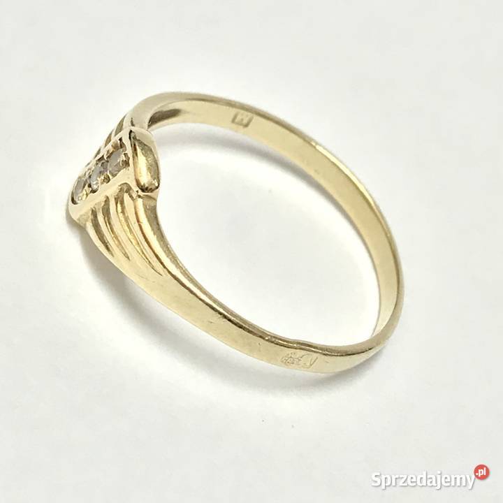 Złoty PIERŚCIONEK 14K cudowne KAMIENIE piękny Warszawa
