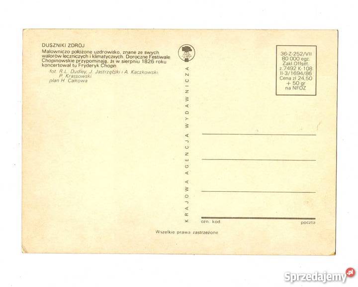 DUSZNIKI ZDRÓJ POCZTÓWKA Z PLANEM WIELOWIDOKOWA Krynki sprzedam