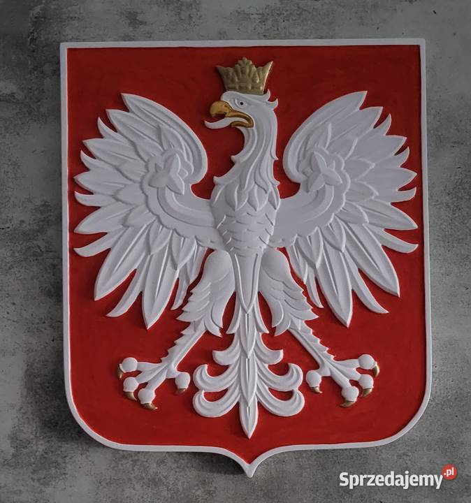 Herb Godło Polski Orzeł Płaskorzeźba Sztukateria wielokolorowy Zielona Góra