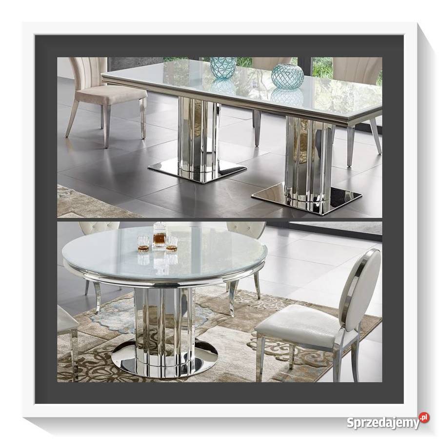Stół Retford okragły szklany meble glamour stylowy stolik