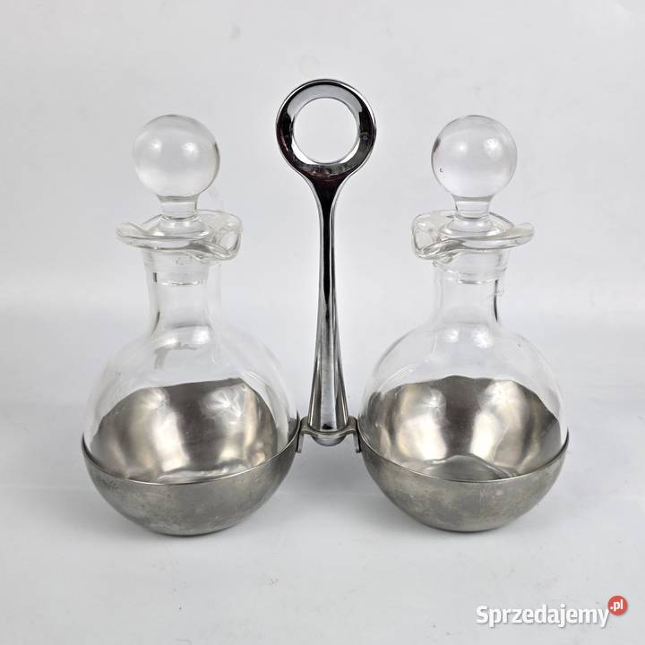 Zestaw na ocet i oliwę w stojaku szkło stal WMF Porcelana i szkło