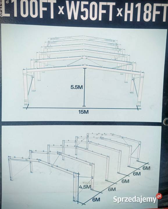 Konstrukcja hala stalowa ocynkowana 30x15x55 Prudnik