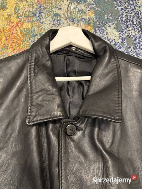 Płaszcz skórzany XL na guziki Apex czarny Moda i Styl Kalisz