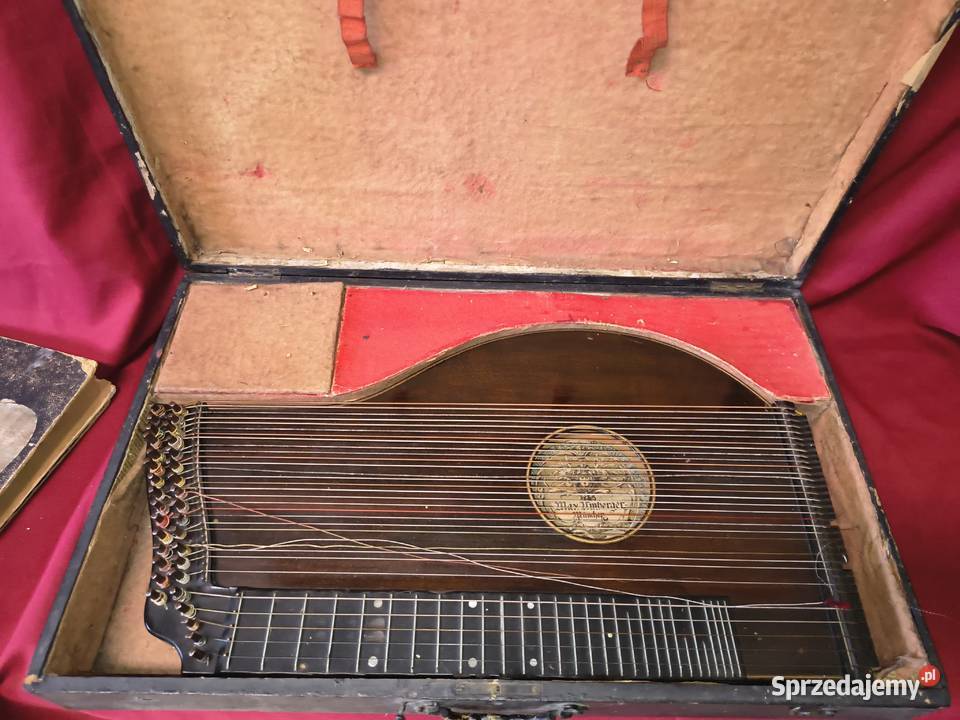 Cytra zither w futerale stara szkoła gry komplet Militaria Chorzew