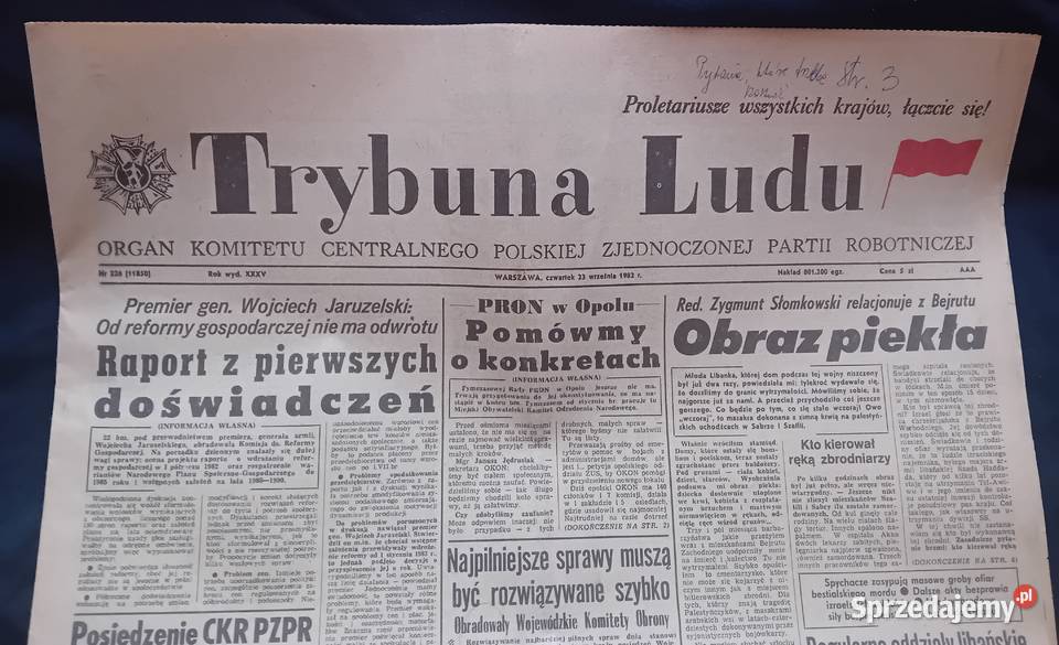 Trybuna Ludu 226 czwartek 23 września 1982 r Koźminek sprzedam