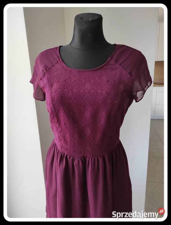 HM Burgundia sukienka 40 L piękny kolor rękawek różowy Płock sprzedam