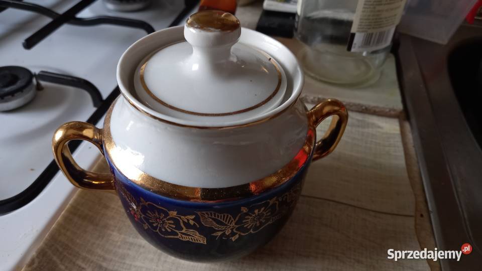 Cukiernica porcelanowa kobalt złoto biel Warszawa