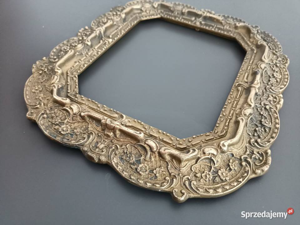 Stara ramka mosiężna przełom XIX XX wieku ok Antyki Rzeszów