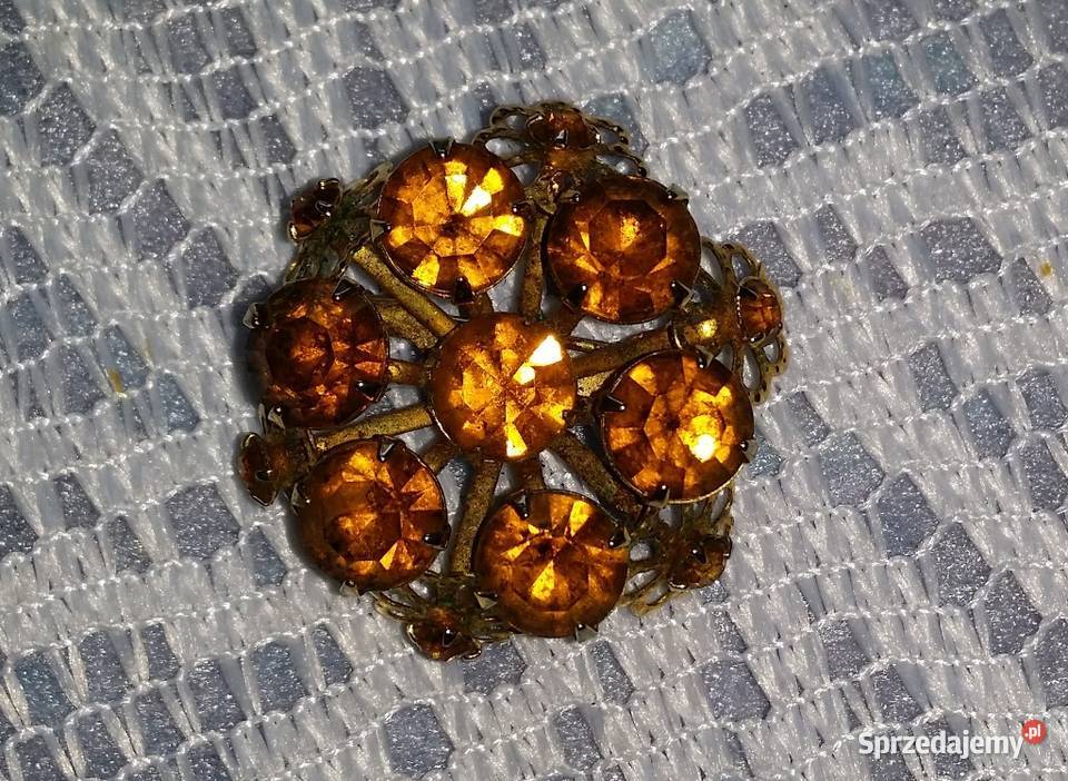 Angielska stara broszka kwiatuszek Ochojno