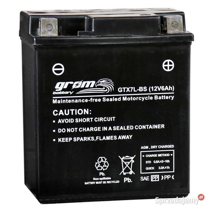 Akumulator motocyklowy GROM GTX7LBS YTX7LBS 12V Kalisz