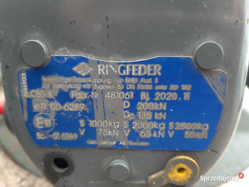 HAK ZACZEP RINGFEDER C50X FI50 ciężarowe lubuskie Trzciel