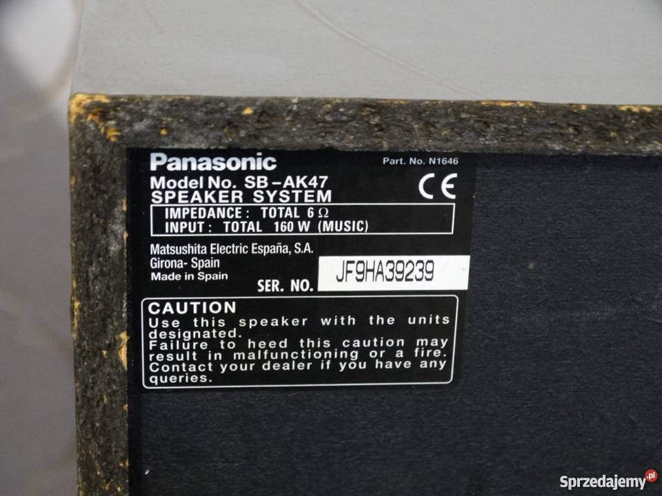 Kolumny Panasonic imprezowe z Subami 2 x 160 wat Jasło sprzedam