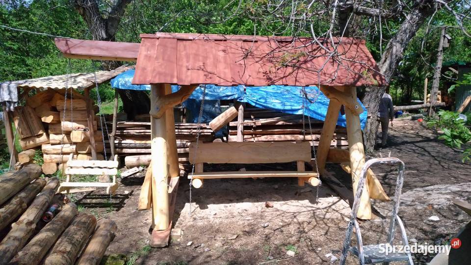 huśtawka góralska 3m z daszkiem trzciny Bircza
