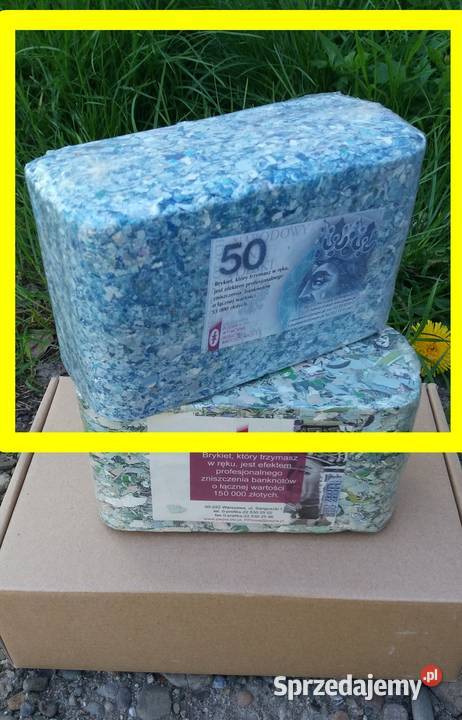 Brykiet z banknotów 50 zniszczone 55000 Tarnów