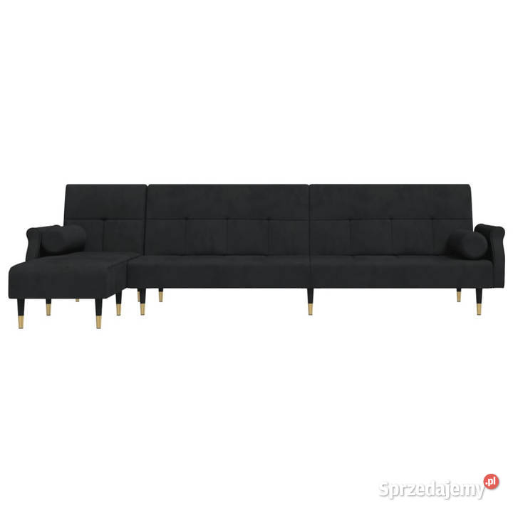 Sofa rozkładana L czarna 271x140x70 aksamit Warszawa