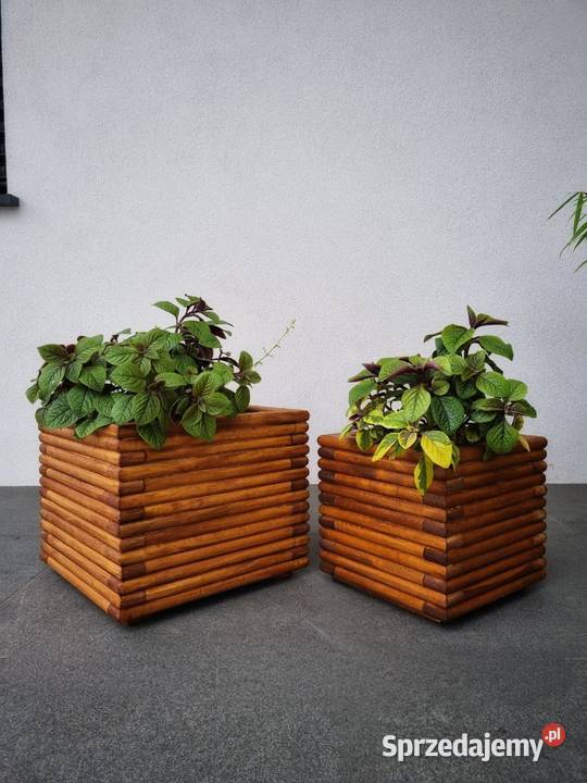 Donice nowoczesne 3D drewniane Zestaw 2 donic Kalety
