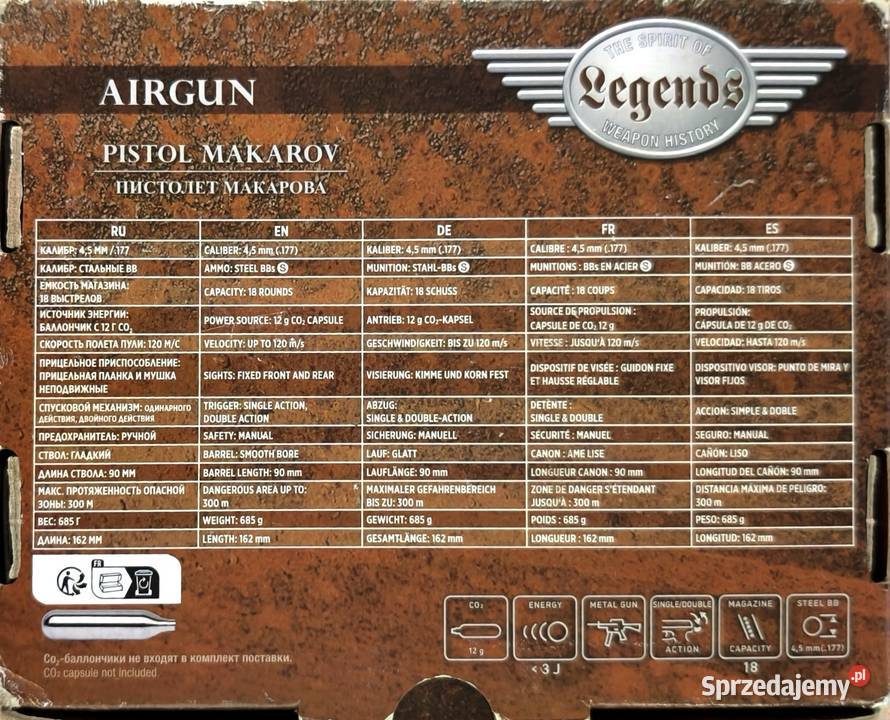 WIATRÓWKA
PISTOLETUMAREX
LEGENDSMAKAROV
4 5 MMBB Tychy sprzedam