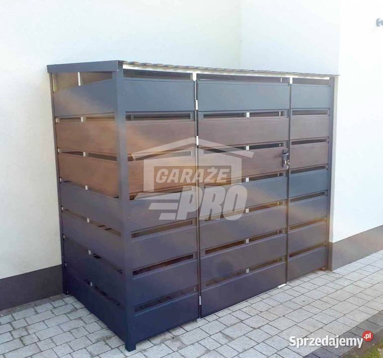 Wiata śmietnikowa spad tył 3x07m antracyt pomorskie