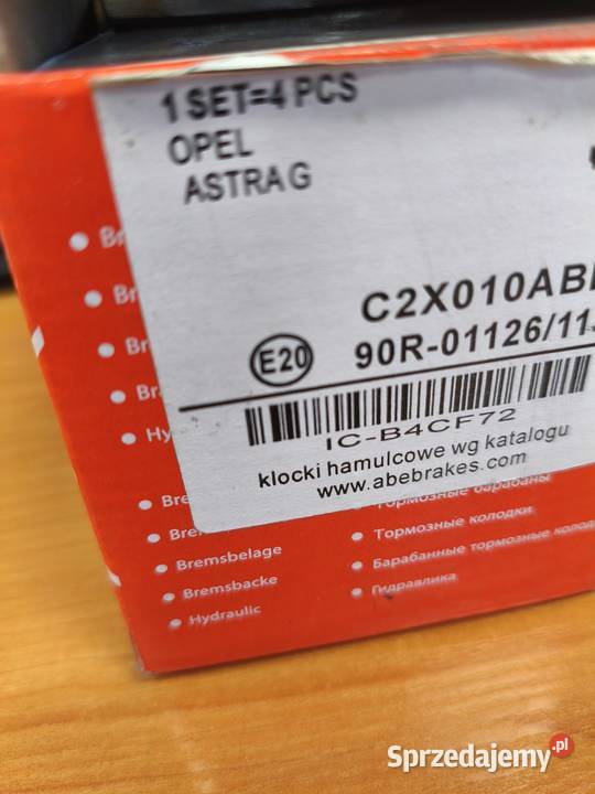 klocki hamulcowe marki ABE Opel Astra G Zafira A łódzkie Pabianice