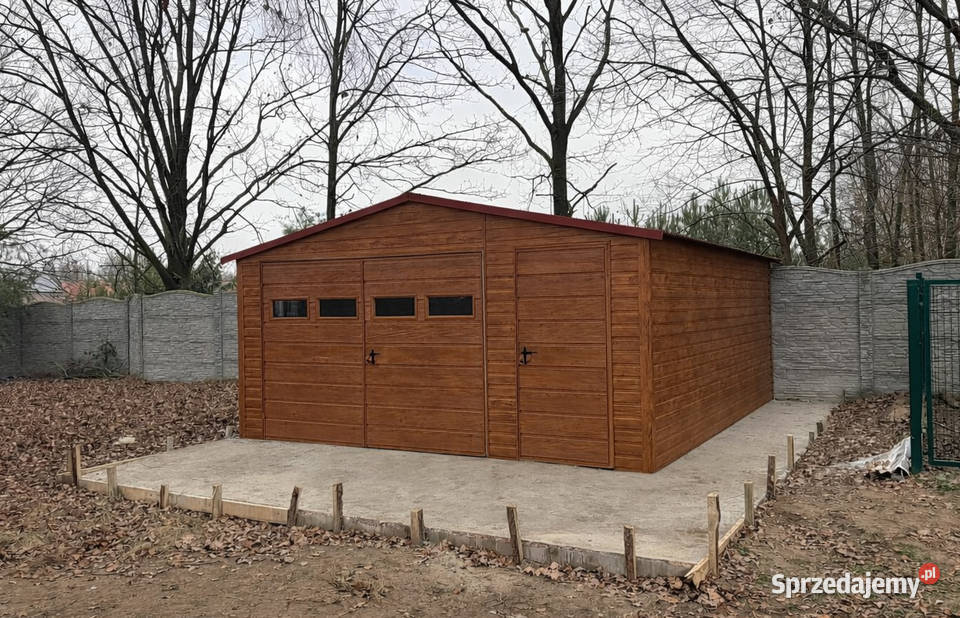 Dwuspadowy Garaż Blaszany 55m drewnopodobny w