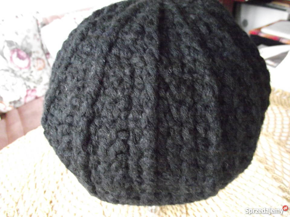 CZARNA CIEPŁA CZAPKA autorskie wykonanie Uniseks Piła
