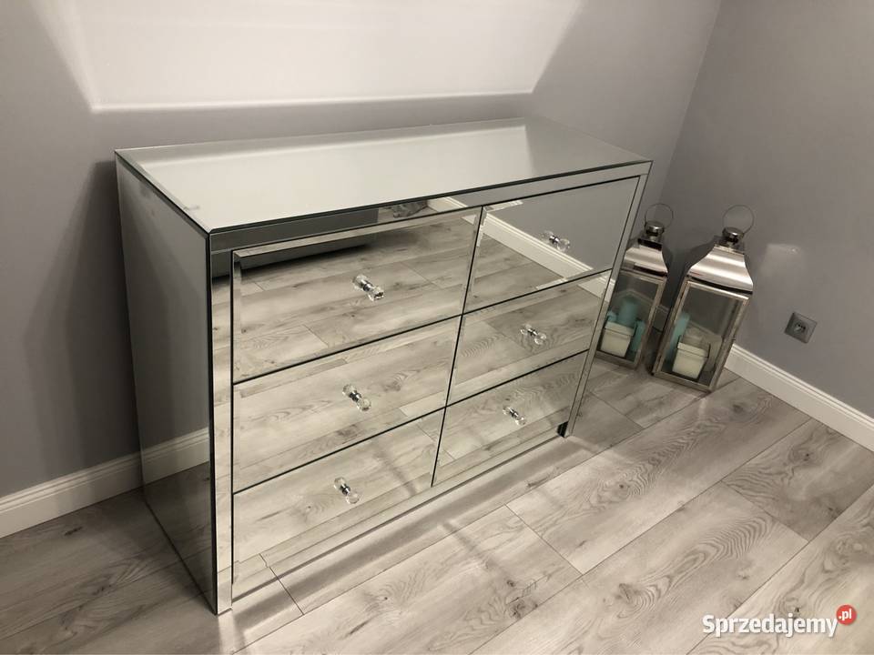 Komoda lustrzana gałka kryształ glamour OKAZJA
