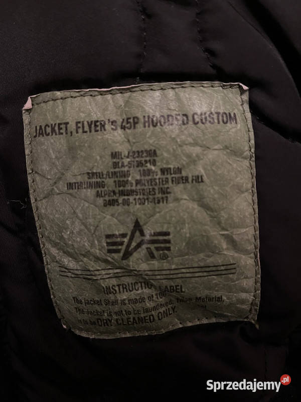 ALPHA INDUSTRIES 45P kaptur kurtka czarna LARGE Kaptur Szczecin