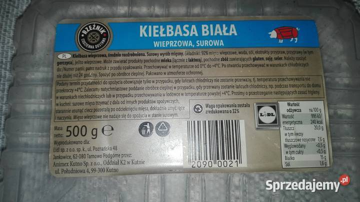 kiełbasa biała surowa i parzona mrożona 12 podkarpackie Rzeszów sprzedam