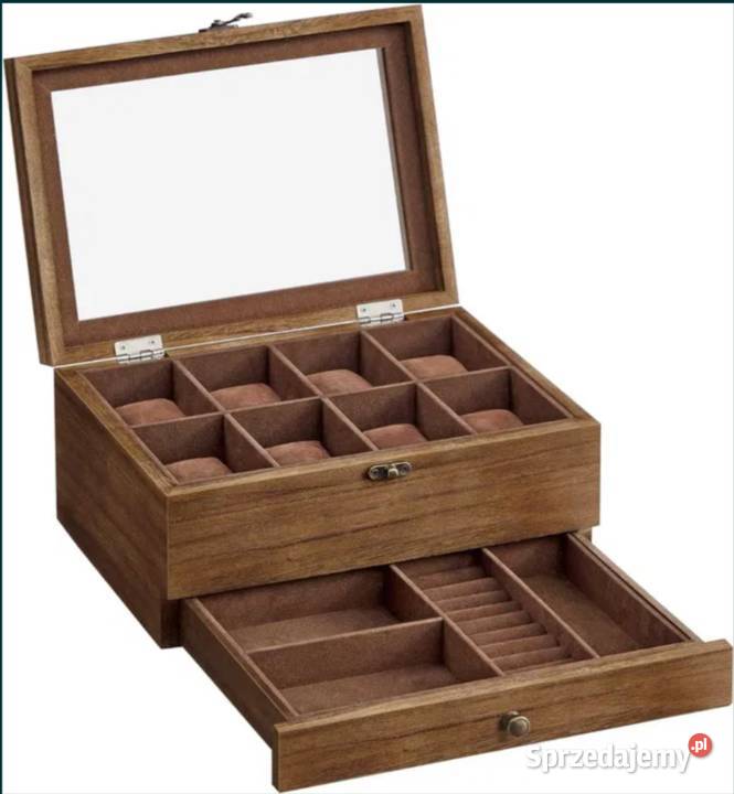 Nowa szkatułka na zegarki pudełko Wielofunkcyjne Poraj