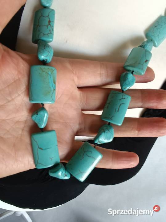 Turkusowy naszyjnik korale kolor turkus