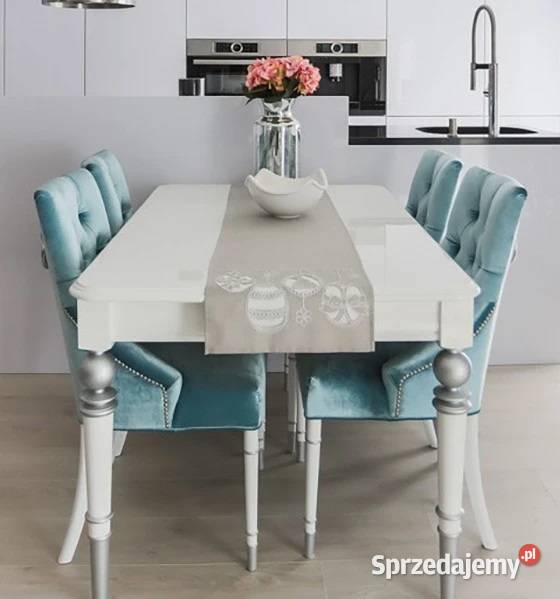 Stół glamour rozkładany biały stylowy elegancki Meble Warszawa