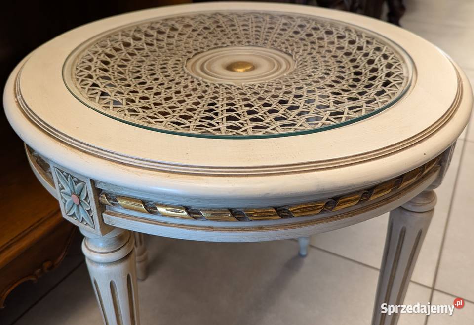 Piękny okrągły nieduży stolik empire ecrusklep Meble Dąbrowa Górnicza