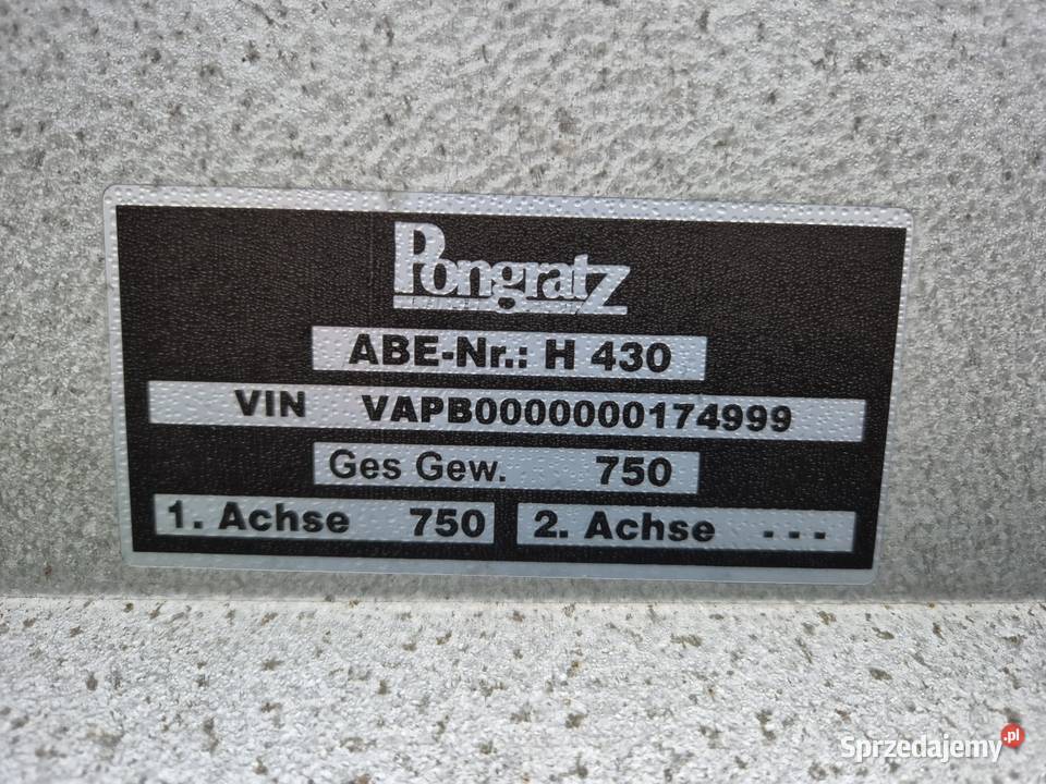 Przyczepa Pongratz lekka 750 2x1m plandeka Drogobycza