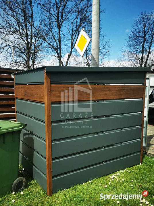 Wiata śmietnikowa spad tył 13x2m zielona drewno mazowieckie Przasnysz sprzedam