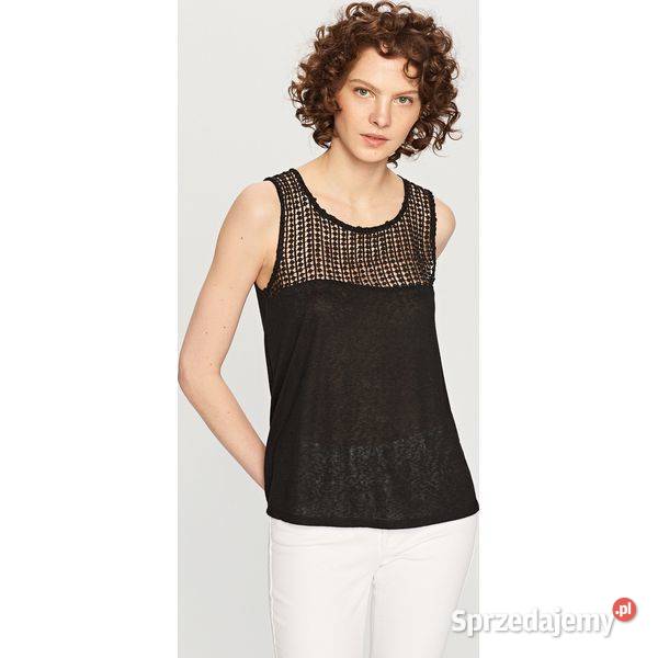 czarny top XS 34 RESERVED siatka siateczka Toruń