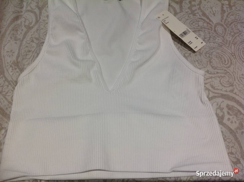 Crop Top Biały Damski BDG ML Prążek Nowy Nowa Sól