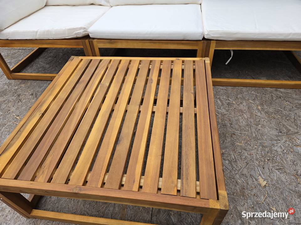 Duża sofa ogrodowa stół poduszki drewno Ławy i ławki