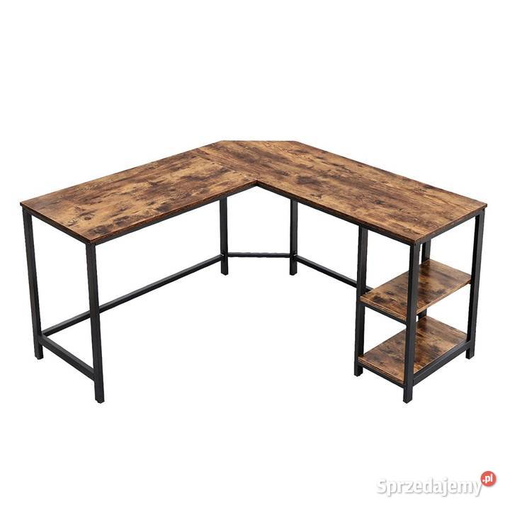 Biurko Komputerowe narożne brązowe stalowa Smogorzów