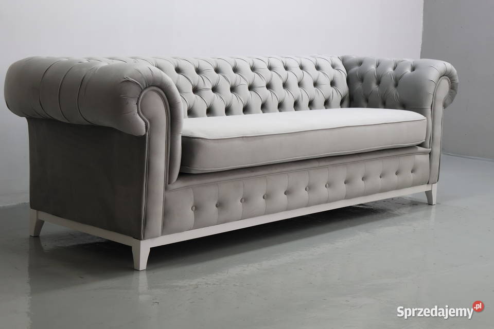 SYR NOWA SZARA 3 osobowa sofa Chesterfield Poznań