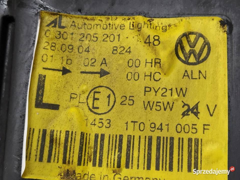 LAMPA PRZÓD LEWA EUROPA 0301205201 VW Volkswagen Motoryzacja