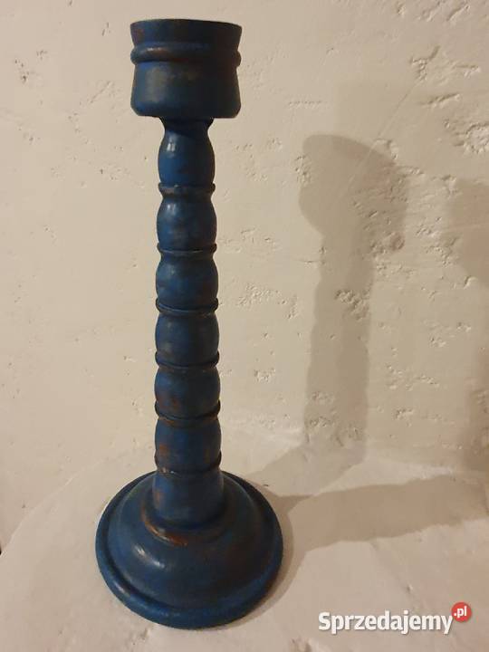 ŚWIECZNIK drewniany prowansalski niebieski lubelskie Lublin sprzedam
