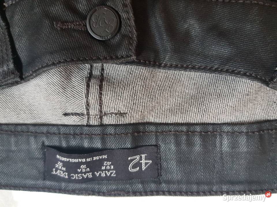 Zara spodnie czarne woskowane grube motocyklówki Zara Kielce