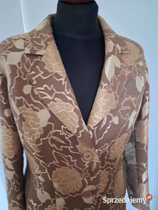 Złotobrązowy kostium garsonka komplet vintage