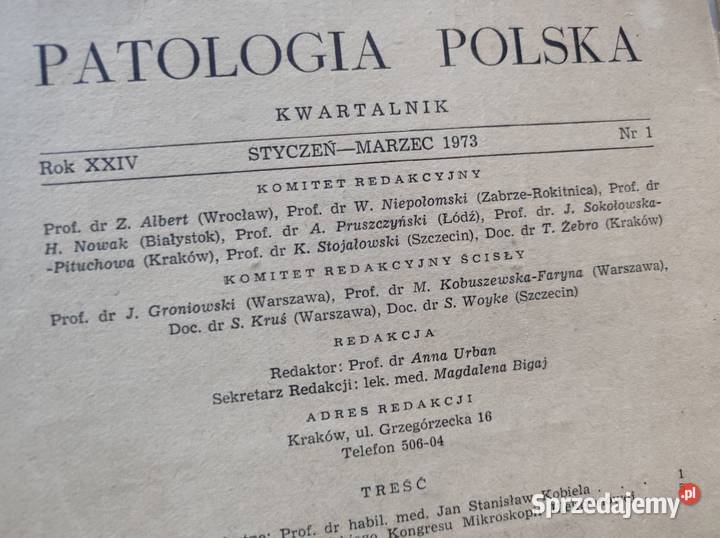 Patologia Polska czasopismo patomorfologia 1972