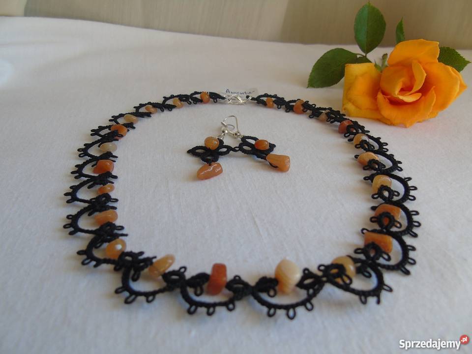 Biżuteria Frywolitkowa Wiśniowa