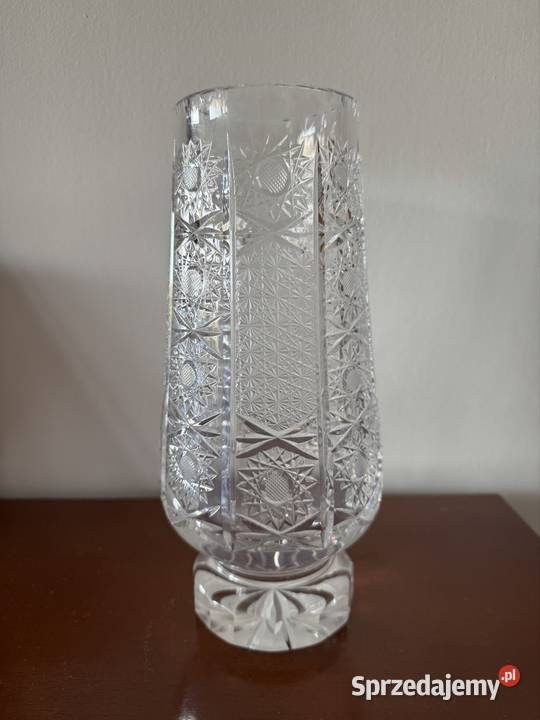 Wazon kryształowy z czasów PRL ciężki wysoki 255 Częstochowa