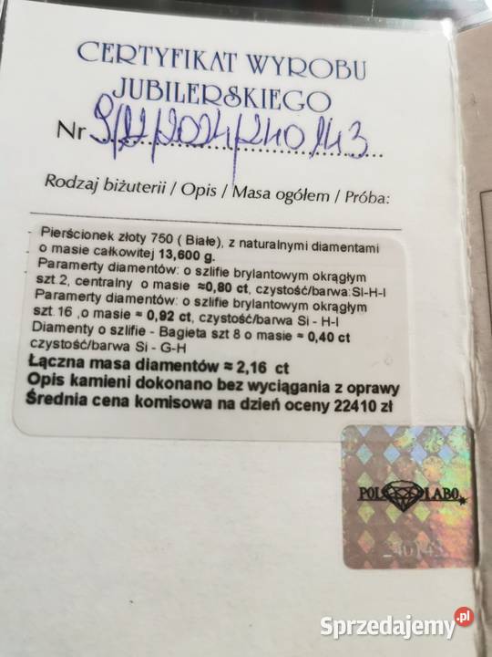 Pierścionek z białego złota pr 750 z diamentami Jelenia Góra