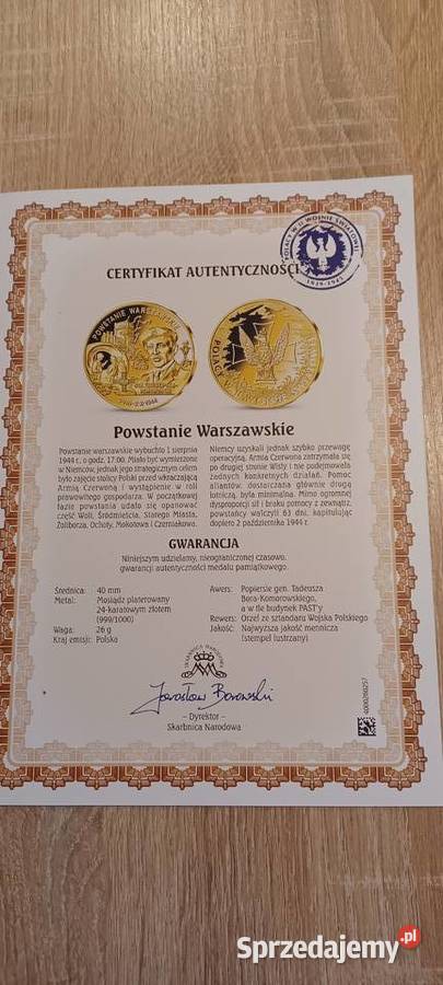 Medal okolicznościowy Powstanie Warszawskie Kotlin