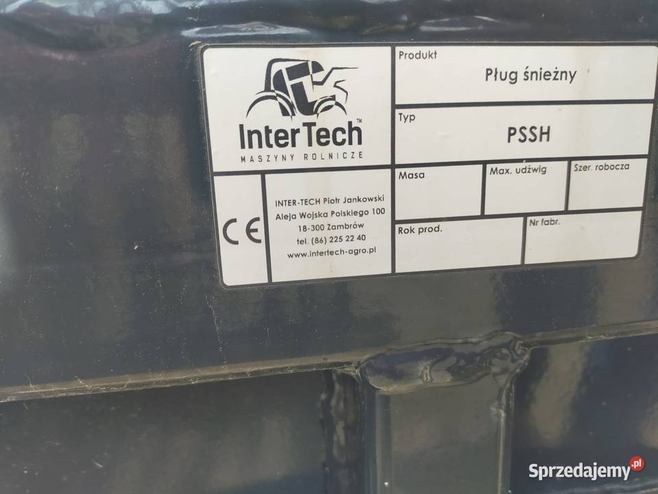 Pług do śniegu PSSH 02 Inter Tech 26m sprzedam